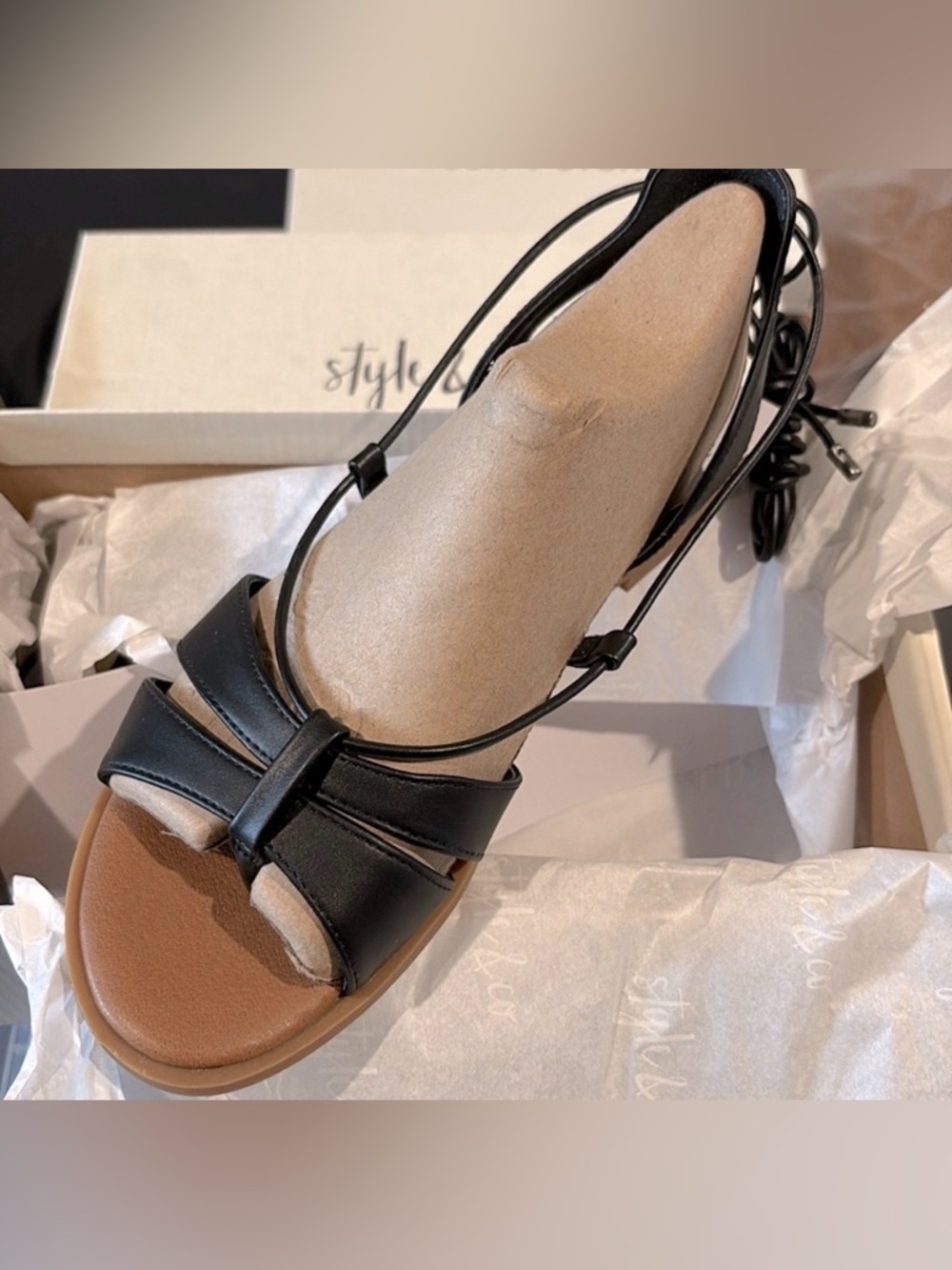 NIB [Style & Co.] Cairro Strappy Black Gladiator Sandals Women’s Sz 7.5 - Picture 4 of 10